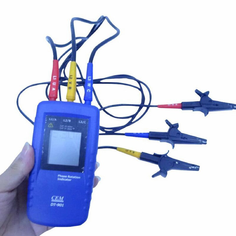 CEM DT-901 DT-902 Phase Rotation Indicator Three-Phase Electric Alternating Current Phase Sequence Steering Indicator CEM DT-901 DT-902 Phase Rotation Indicator Three-Phase Electric Alternating Current Phase Sequence Steering Indicator